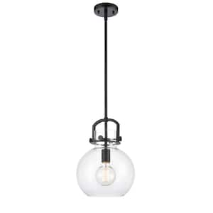 Newton Sphere 100-Watt 1 Light Matte Black Shaded Pendant Light with Clear glass Clear Glass Shade