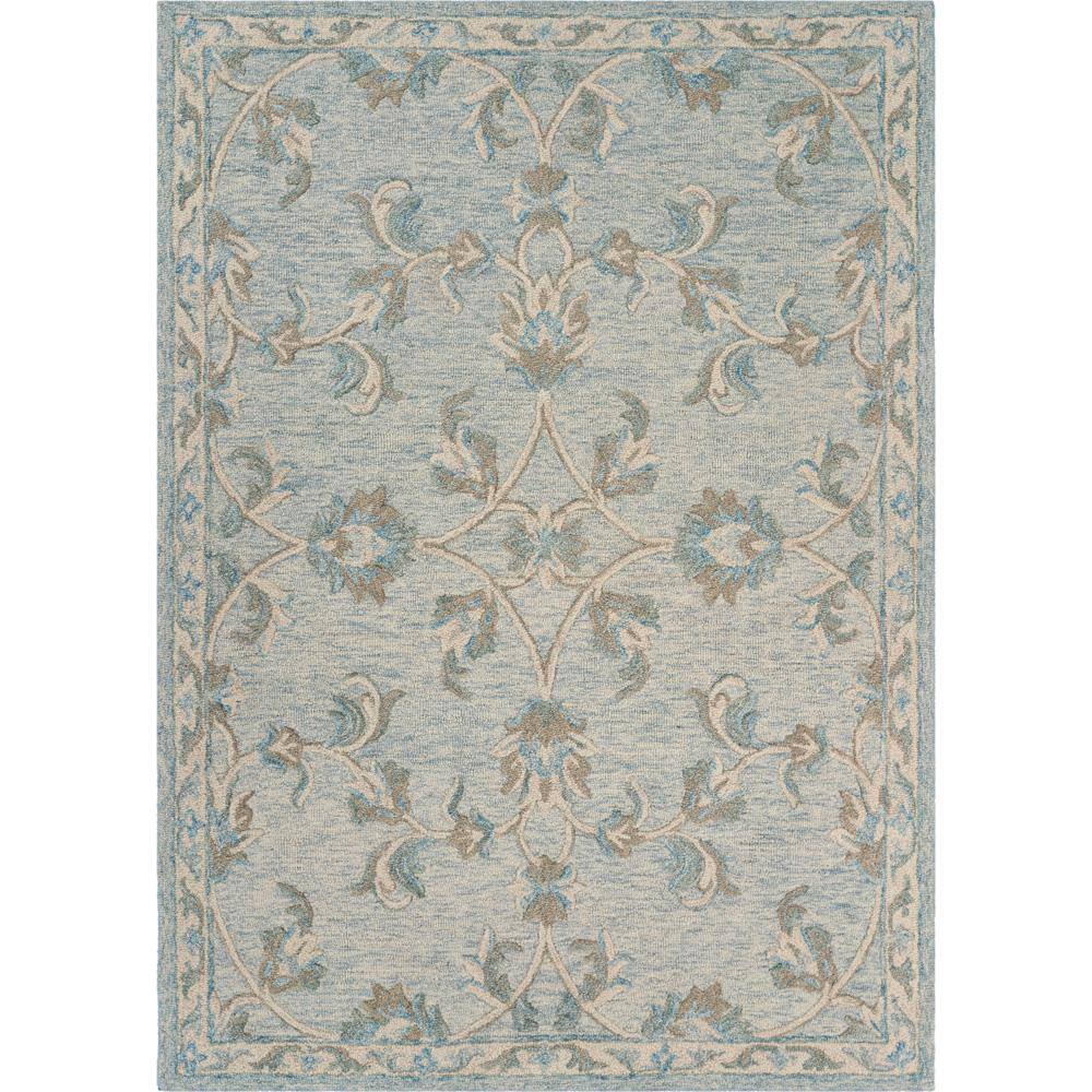 Rory Traditional Baby Blue 5 ft. x 7 ft. Mirroring Floral Bloom Area Rug