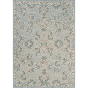Rory Traditional Baby Blue 7 ft. x 9 ft. Mirroring Floral Bloom Area Rug