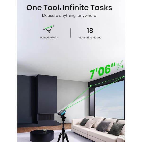 MILESEEY S50 400 ft. Laser Distance Measuring Tool, Indoor/Outdoor