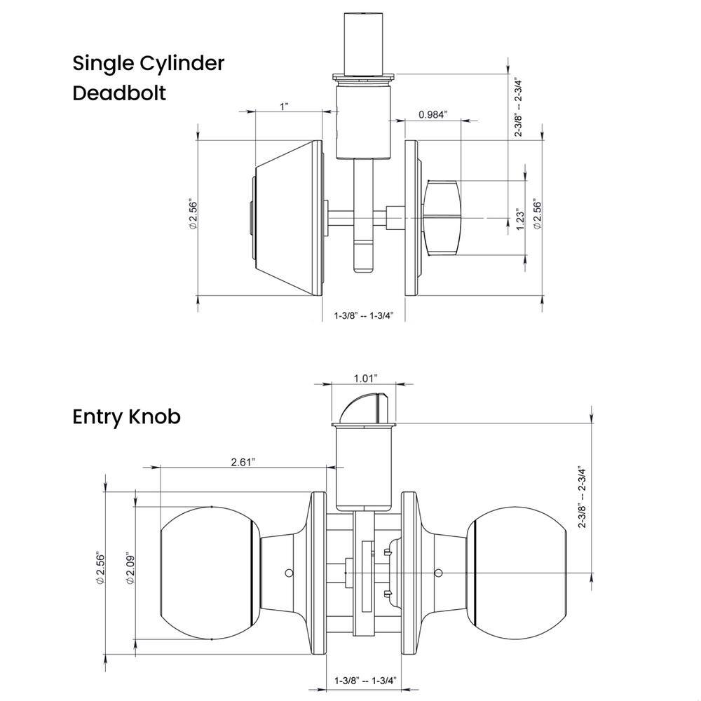 Matte Black Entry Door Knob Set with Single Cylinder Deadbolt
