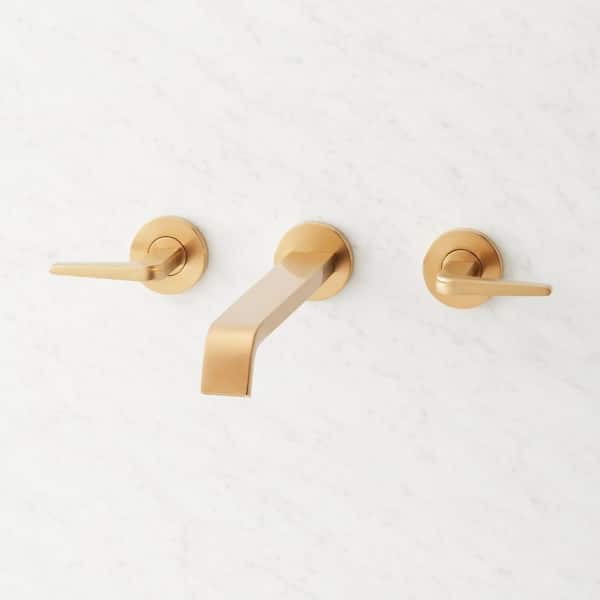 SIGNATURE HARDWARE Drea 2-Handle Wall Mount Roman Tub Faucet in Brushed Gold