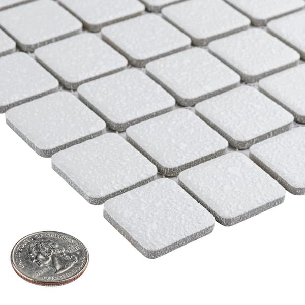 Crystalline Square White 6 in. x 6 in. Porcelain Mosaic Take Home Tile Sample