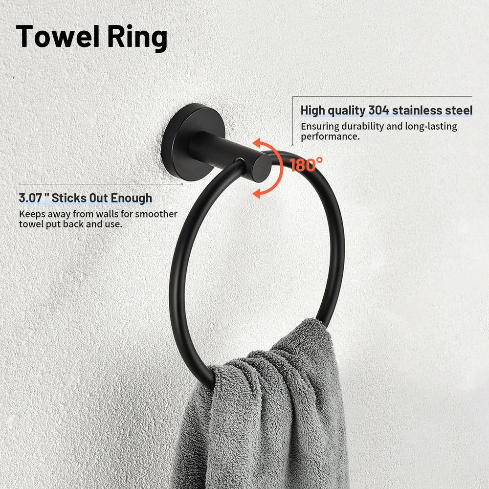 Matte Black Stainless Steel 6-Piece Bathroom Hardware Set