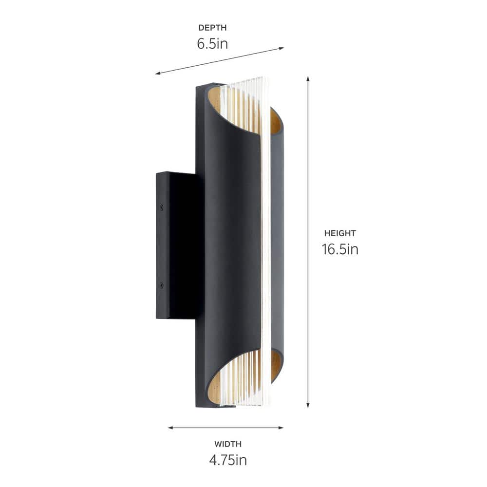Astalis Black and Gold Cylinder LED Wall Light