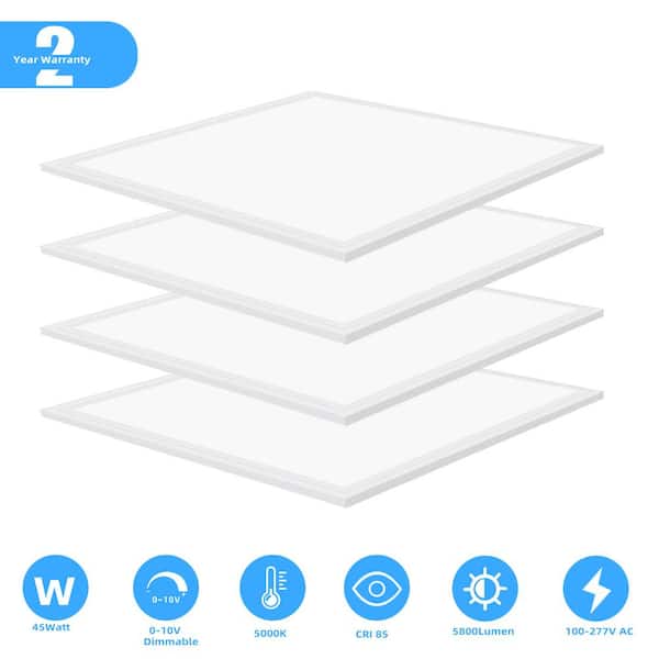 WYZM 2 ft. x 2 ft. 5800 Lumens Integrated LED Flat Panel Light 5000K Bright White Dimmanle 0-Volt-10-Volt (16-Pieces)
