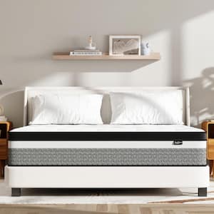 King Medium Firm Hybrid Memory Foam and Spring 14 in. Bed in a Box Comfort Pillow Top Mattress