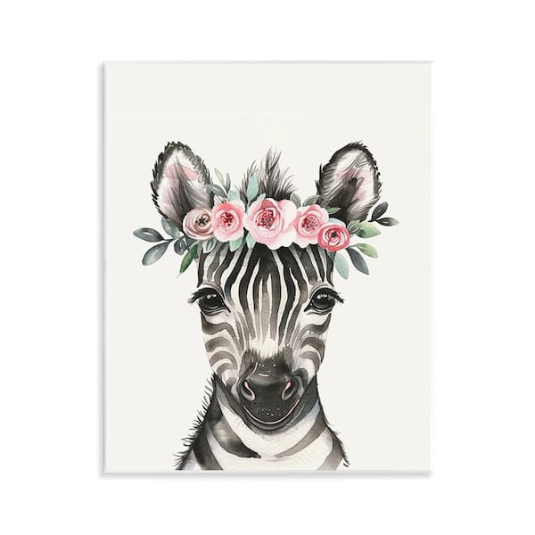 Stupell Industries Nursery Floral Zebra by LSR Design Studio Unframed Animal Graphic Art Print 14 in. x 11 in.