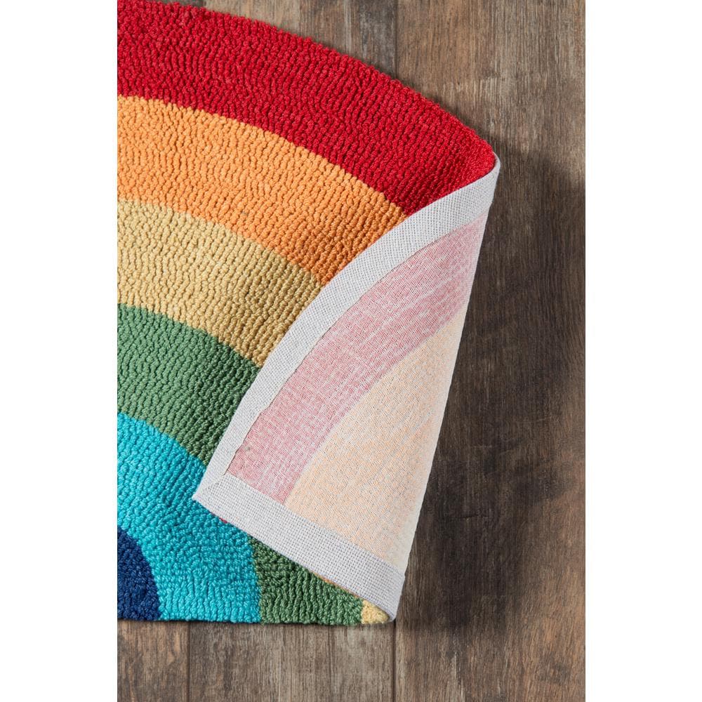 Hand Hooked Multicolor Rainbow Kitchen Mat 2'6" x 5'