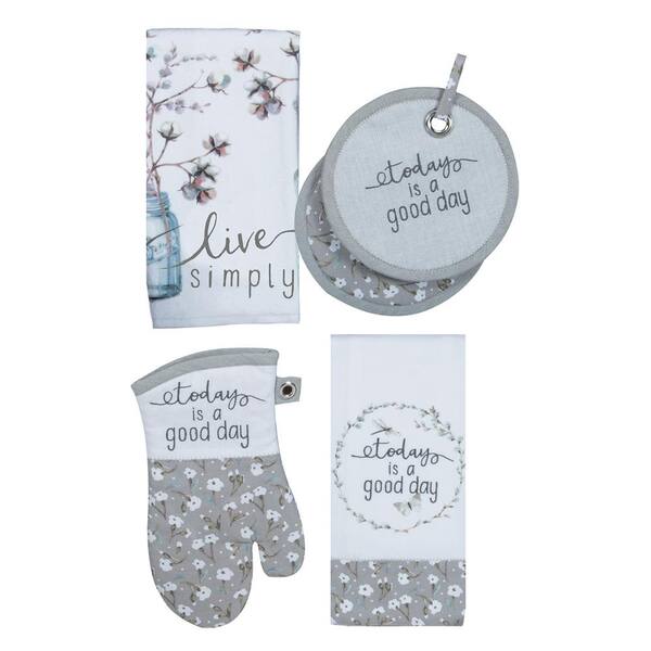 Kay Dee Handmade Cotton Gray Kitchen Textiles (Set of 4)