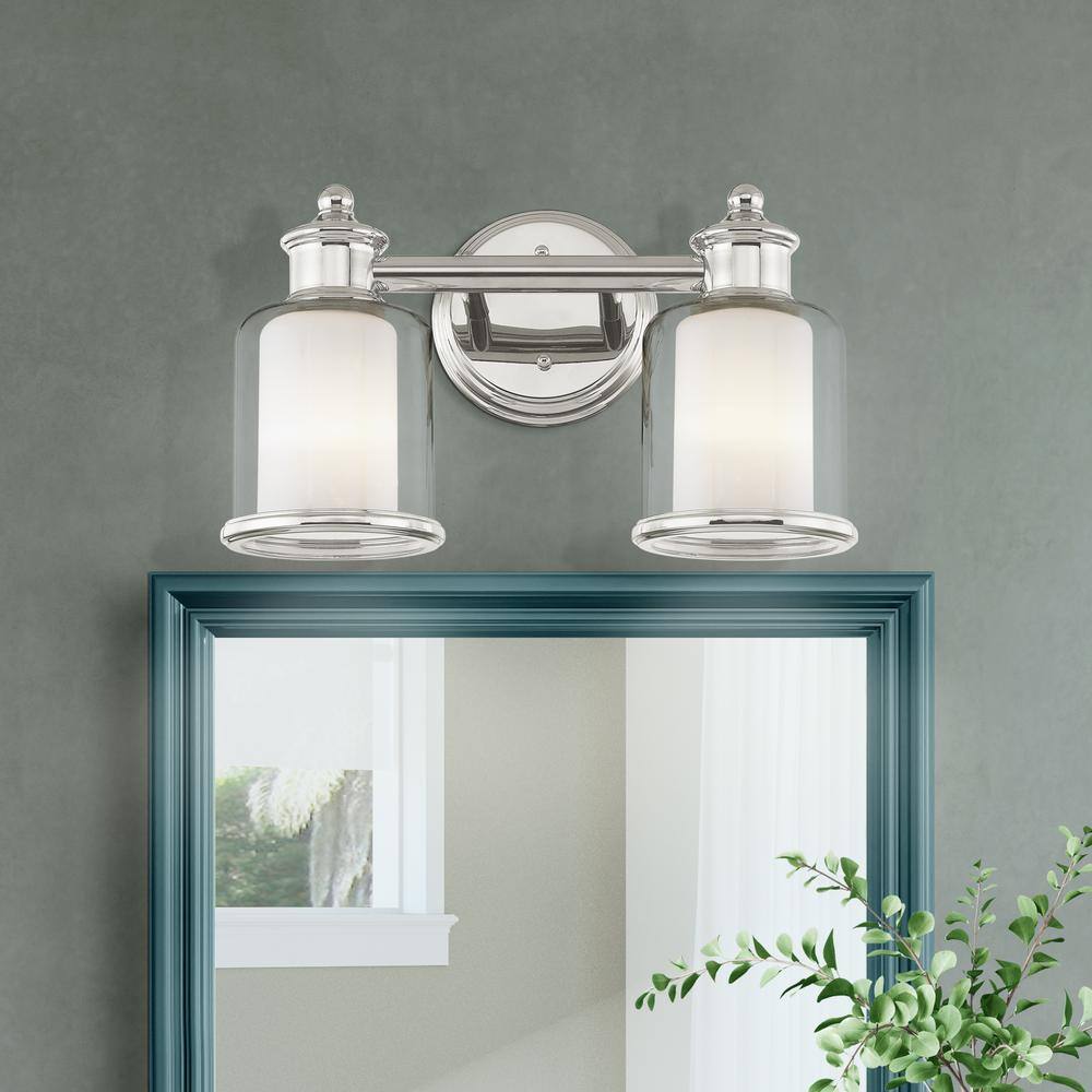 Polished Nickel 2-Light Vanity with Steel Frame