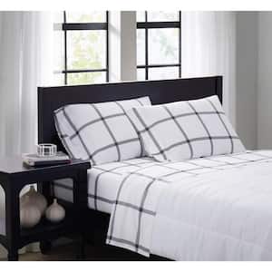 Fitted Sheet Set With Black And White Striped Printed Bedding