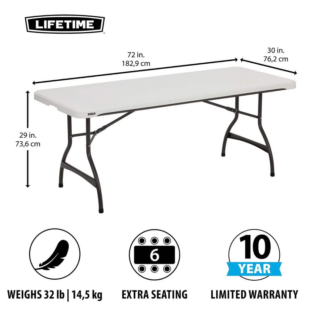 Lifetime 6-Foot White Granite Folding Utility Table with Metal Frame