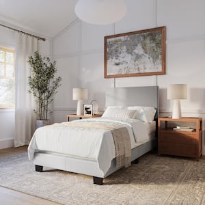 Celeste Light Gray Upholstered Wood Single/Twin Panel Bed Frame