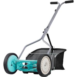 14 in. Manual Walk Behind Push Reel Lawn Mower Grass Catcher Included