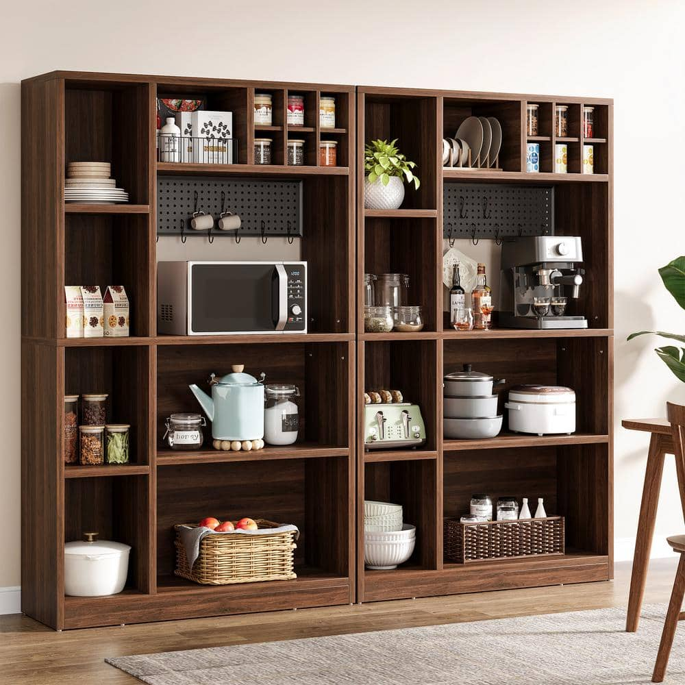 BYBLIGHT Keenyah Walnut 5 Shelf Engineered Wood 39 in. W Baker s Rack BB NY243JH The Home Depot