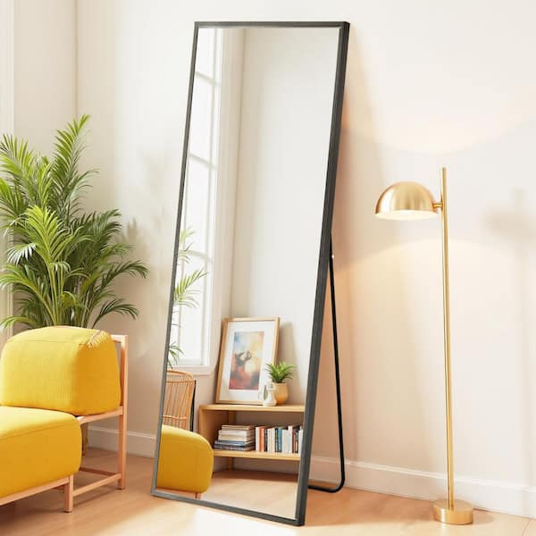16 in. W x 59 in. H Rectangular Framed Tilt Wall Bathroom Vanity Mirror in Black
