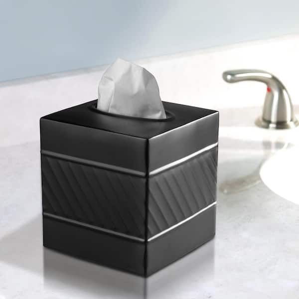 Black Gloss Cube Tissue Box Cover