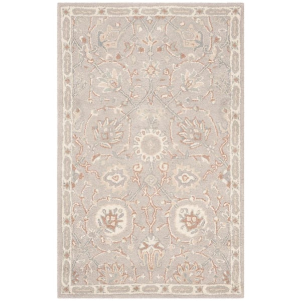 SAFAVIEH Heritage Silver/Ivory Doormat 3 ft. x 5 ft. Border Area Rug