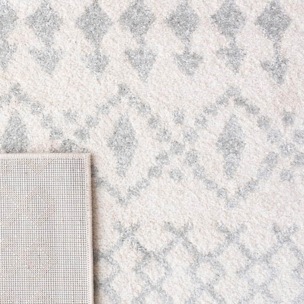 Ivory and Terracotta 79" Square Hand-Knotted Easy-Care Area Rug