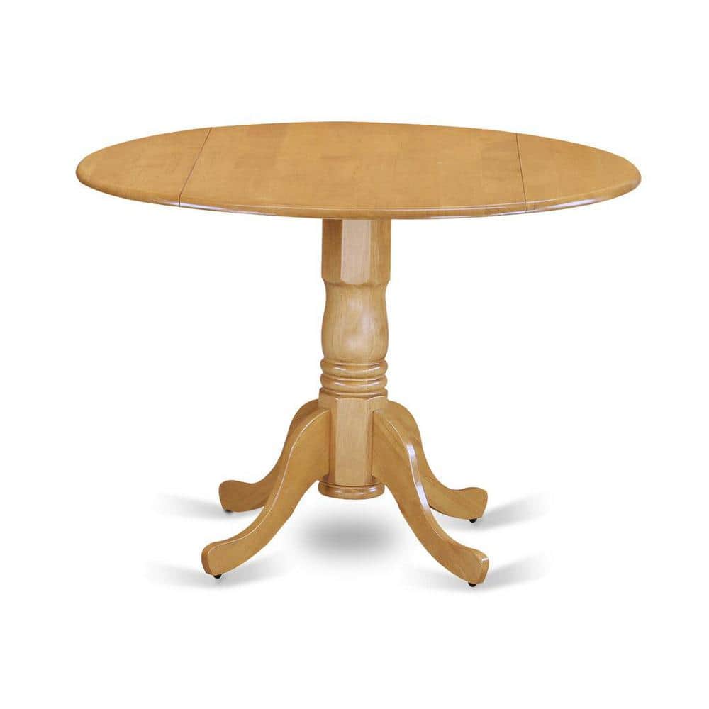 Natural Oak Finish 3-Piece Round Dining Set with High Back Lattice Chairs