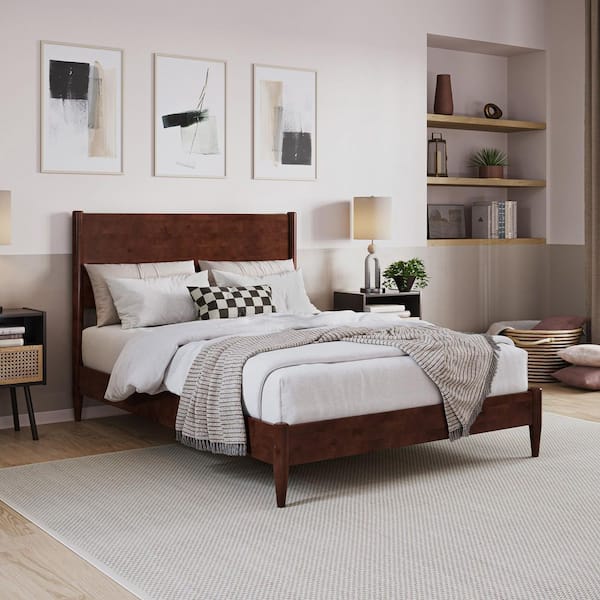 AFI Pasadena Walnut Brown Solid Wood Frame Full Low Profile Platform Bed