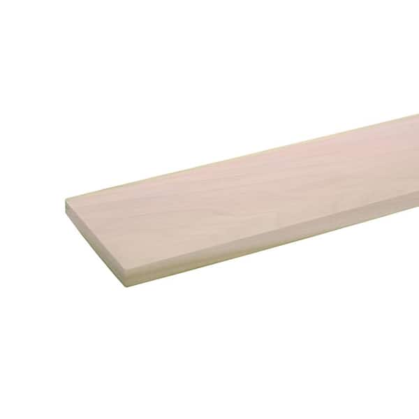 Waddell Project Board - 36 in. x 4 in. x 1 in. - Unfinished S4S Poplar Hardwood w/ No Finger Joints - Ideal for DIY Shelving