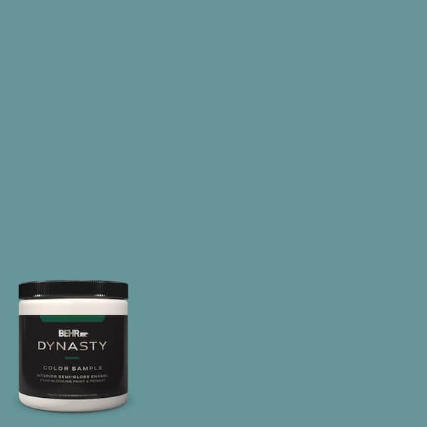 BEHR DYNASTY 8 oz. #MQ6-33 Vintage Teal One-Coat Hide Semi-Gloss Enamel Stain-Blocking Interior/Exterior Paint and Primer Sample
