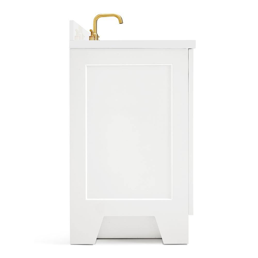 Taylor 43" White Quartz Single Sink Bathroom Vanity with Brass Hardware