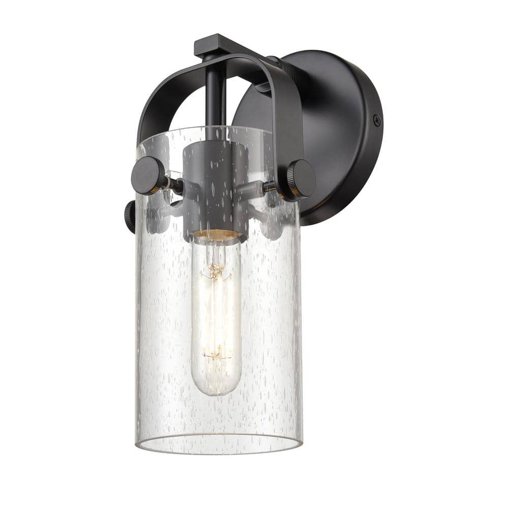 Pilaster II Cylinder 4.5 in. 1-Light Matte Black Wall Sconce with Glass Shade price history on PriceWatchPro