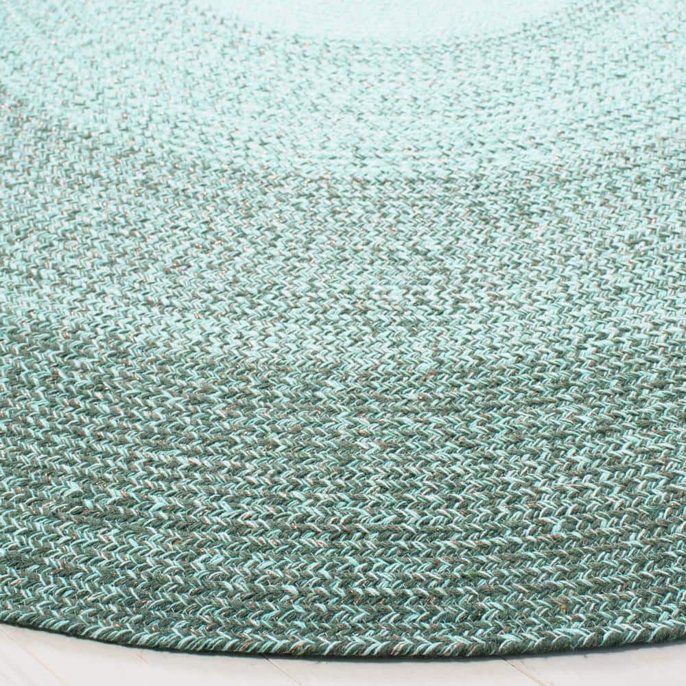 Hand-Knotted Blue Cotton Round Area Rug
