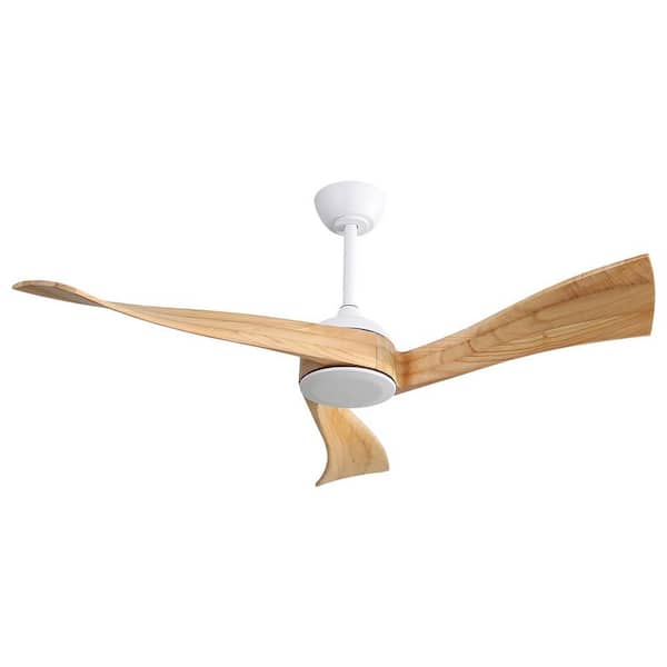 Jushua 52 in.Indoor/Outdoor Ceiling Fan Without Light 6 Speed Remote 3 Solid Wood Blade Reversible DC Motor