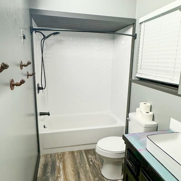 Subway Tile 60 in. W x 96 in. H x 42 in. D Three piece Glue-Up PVC Tub Surrounds Wall Panels in Gloss White Subway Tile 60 in. W x 96 in. H x 42 in. D Three piece Glue-Up PVC Tub Surrounds Wall Panels in Gloss White