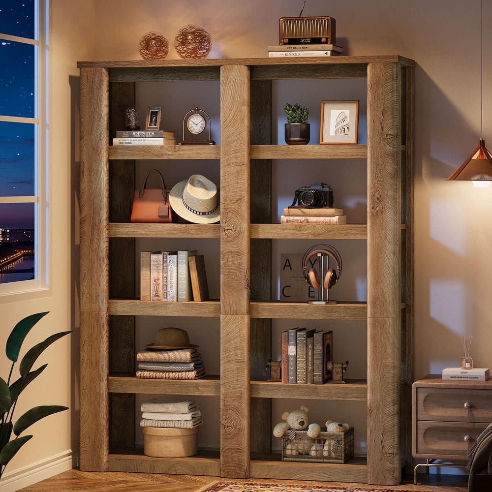 TRIBESIGNS WAY TO ORIGIN 71 in. Tall Rustic Brown Wood 6-Shelf Bookcase ...