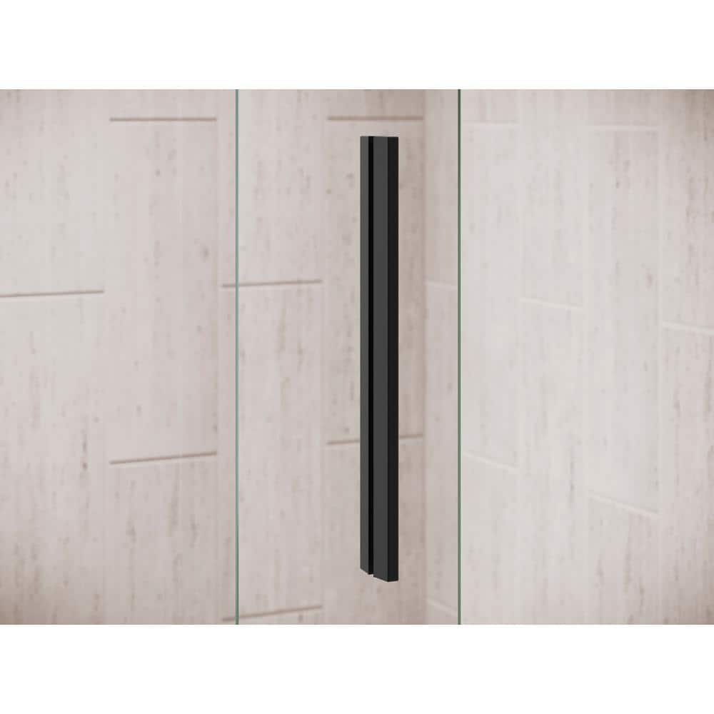 Levity Matte Black 60" x 62" Sliding Bath Door with Clear Glass