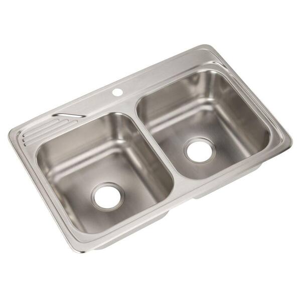 Elkay Celebrity Drop-In Stainless Steel 33 in. 1-Hole Double Bowl Kitchen Sink