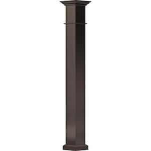 8" x 12' Endura-Aluminum Wellington Style Column, Square Shaft (Load-Bearing 20,000 lbs), Non-Tapered, Textured Brown