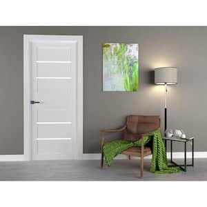 32 in. x 80 in. Liah Bianco Noble Left-Hand Solid Core Composite 4-Lite Frosted Glass Single Prehung Interior Door