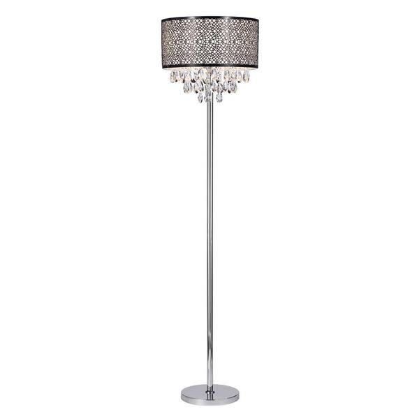 Warehouse of Tiffany Draida 63 in. Chrome 3-Light Floor Lamp