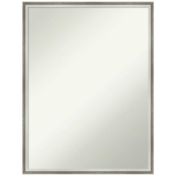 Amanti Art Lucie White and Silver 19 in. H x 25 in. W Wood Framed Non-Beveled Bathroom Vanity Mirror in Silver, White