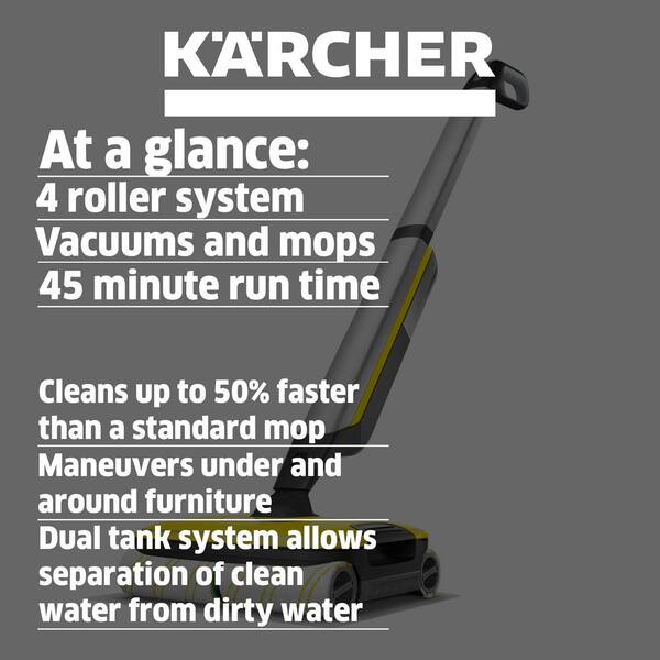 Kärcher - FC 7 Electric Mop & Sanitize Hard Floor Cleaner -  Perfect for Laminate, Wood, Tile, LVT, Vinyl & Stone Flooring - Cordless :  Everything Else