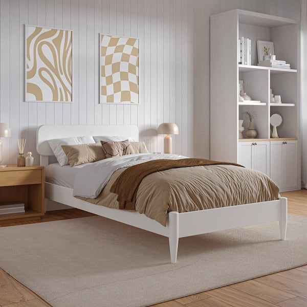 AFI Florence White Solid Wood Frame Twin XL Low Profile Platform Bed