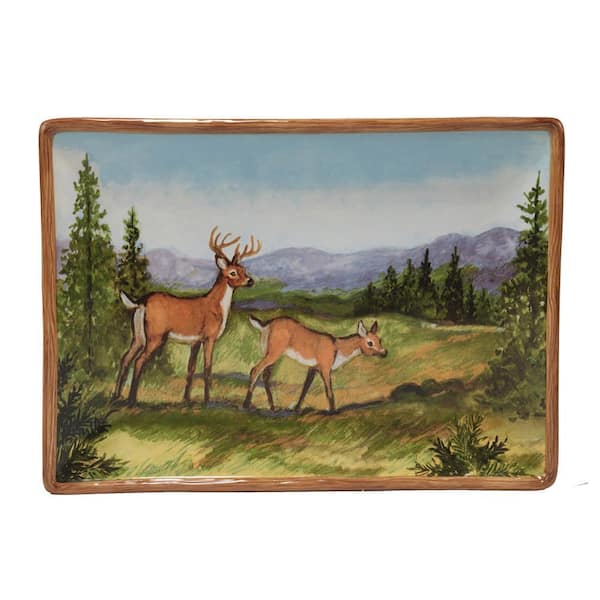 Certified International Mountain Summit 10 in. Assorted Colors Earthenware Rectangle Platter (Set of 1)