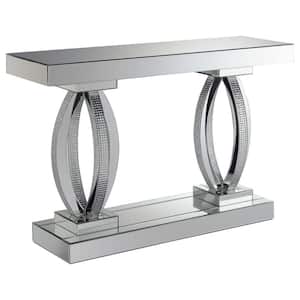 Amalia 47.25 in. Clear Mirror Rectangle Glass Console Table with Shelf