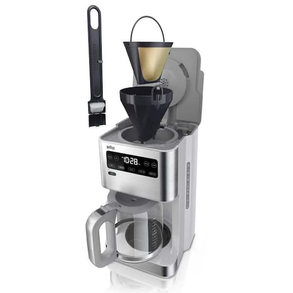 Braun PureFlavor 14-Cup Programmable Stainless Steel White Drip Coffee Maker  KF5650WH - The Home Depot