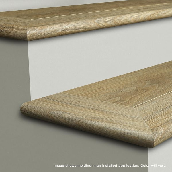 French Oak Del Prado 0.944 in. T x 4.527 in. W x 94.48 in. Vinyl Flush Stair Nose Molding French Oak Del Prado 0.944 in. T x 4.527 in. W x 94.48 in. Vinyl Flush Stair Nose Molding