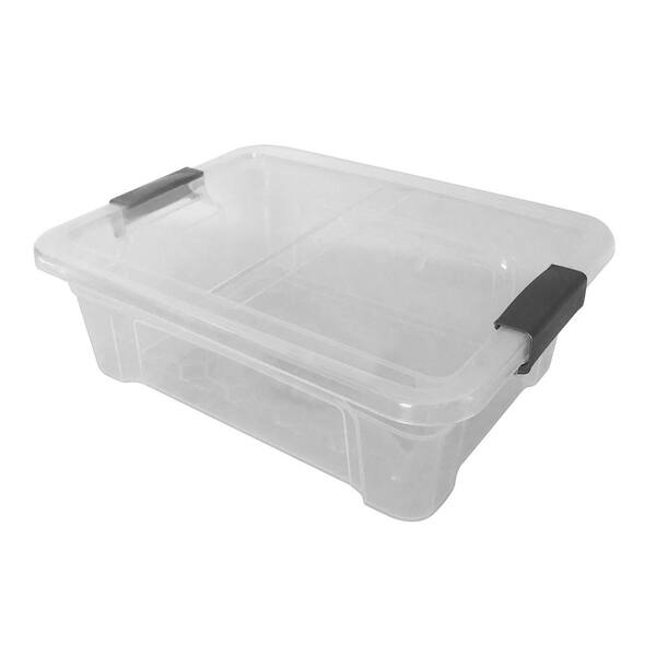 Modern Homes 3.3 Gal. Storage Box in Clear Bin with Grey Handles with cover