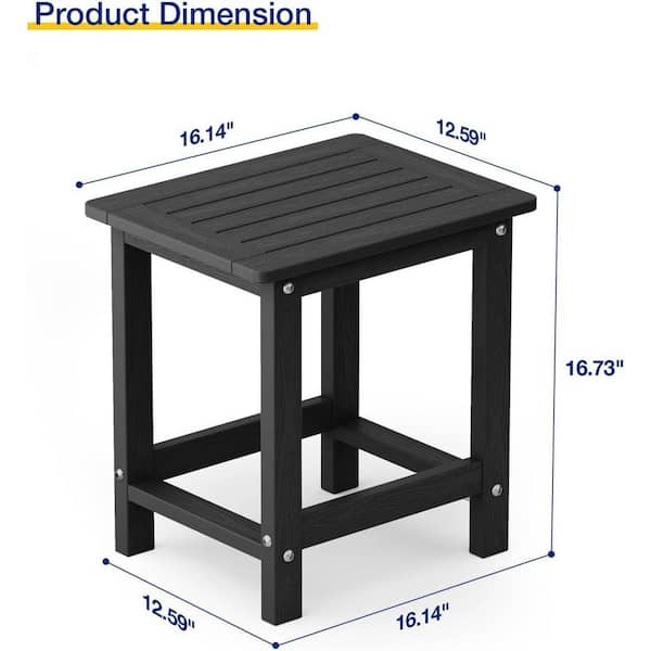 16.73 in. H Black Square Single Layer Plastic Adirondack Outdoor Patio Side Table