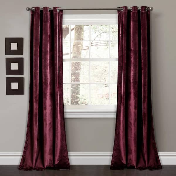 Lush Decor Plum Solid Grommet Room Darkening Curtain - 38 in. W x 84 in. L (Set of 2)
