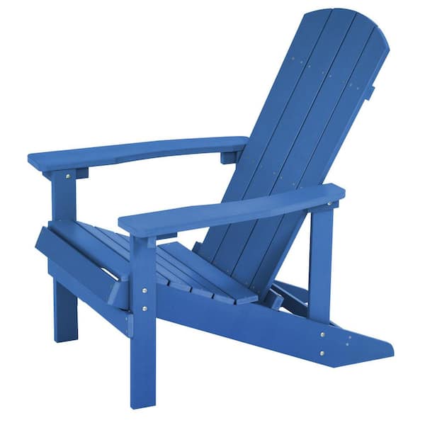 Zeus & Ruta Navy Blue Plastic Patio Adirondack Chair Outdoor (Set of 1)